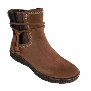 New Clarks Collection Bootie Dark Tan Suede Caroline Lilly Chelsea Boots 8